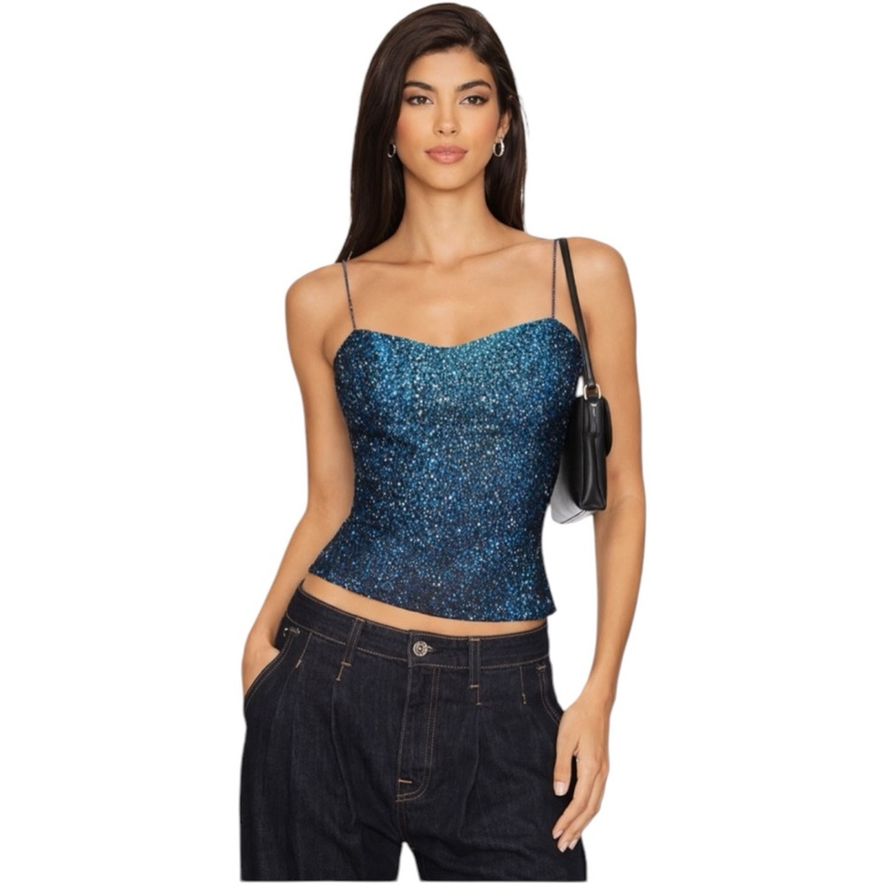 VERA CRISTINA Silk 90s Sparkling Camisole | Y2K Evening Formal  | Size M